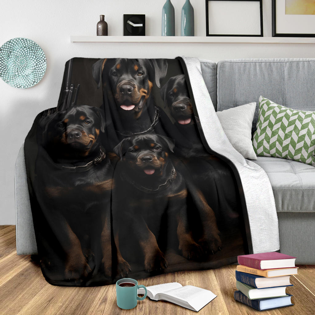 Rottweiler Family Blanket, Rottweiler Blanket, Rottweiler gifts, Rottweiler Throw Blanket