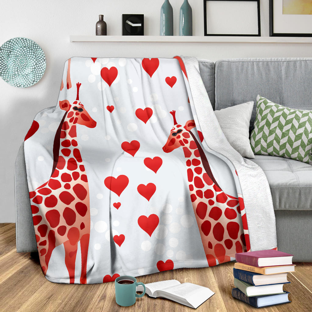 Giraffe Heart Blanket, Giraffe Throw Blanket, Giraffe Fleece Blanket, Giraffe Gifts