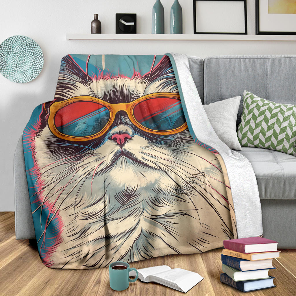 Ragdoll Cat Blanket, Trippy Psychedelics Ragdoll Cat Fleece Blanket, Ragdoll Cat Throw Blanket, Ragdoll Cat Gifts