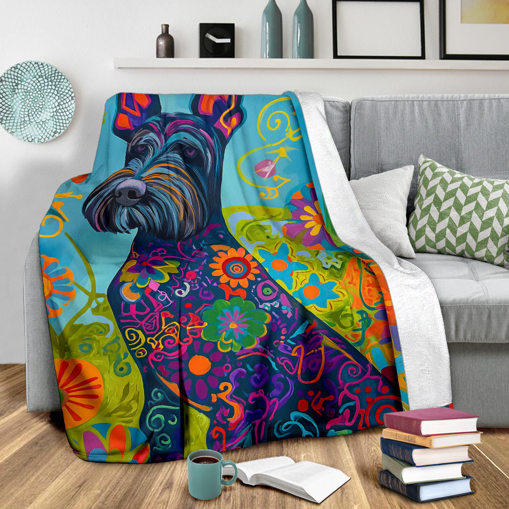 Kerry Blue Terrier Blanket, Trippy Psychedelics Kerry Blue Terrier Fleece Blanket, Kerry Blue Terrier Throw Blanket, Kerry Blue Terrier Gifts