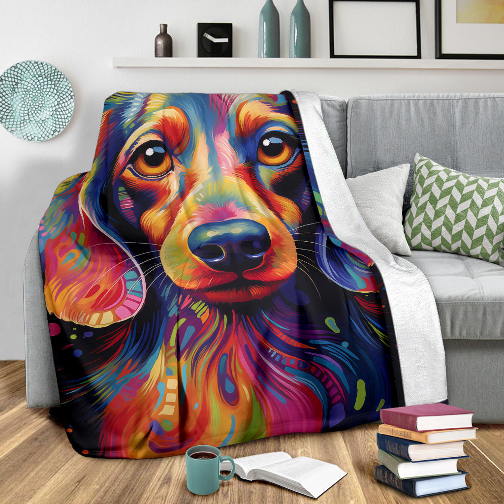 Trippy Psychedelics Dachshund Blanket, Dachshund Throw Blanket, Dachshund Fleece Blanket, Dachshund Gifts