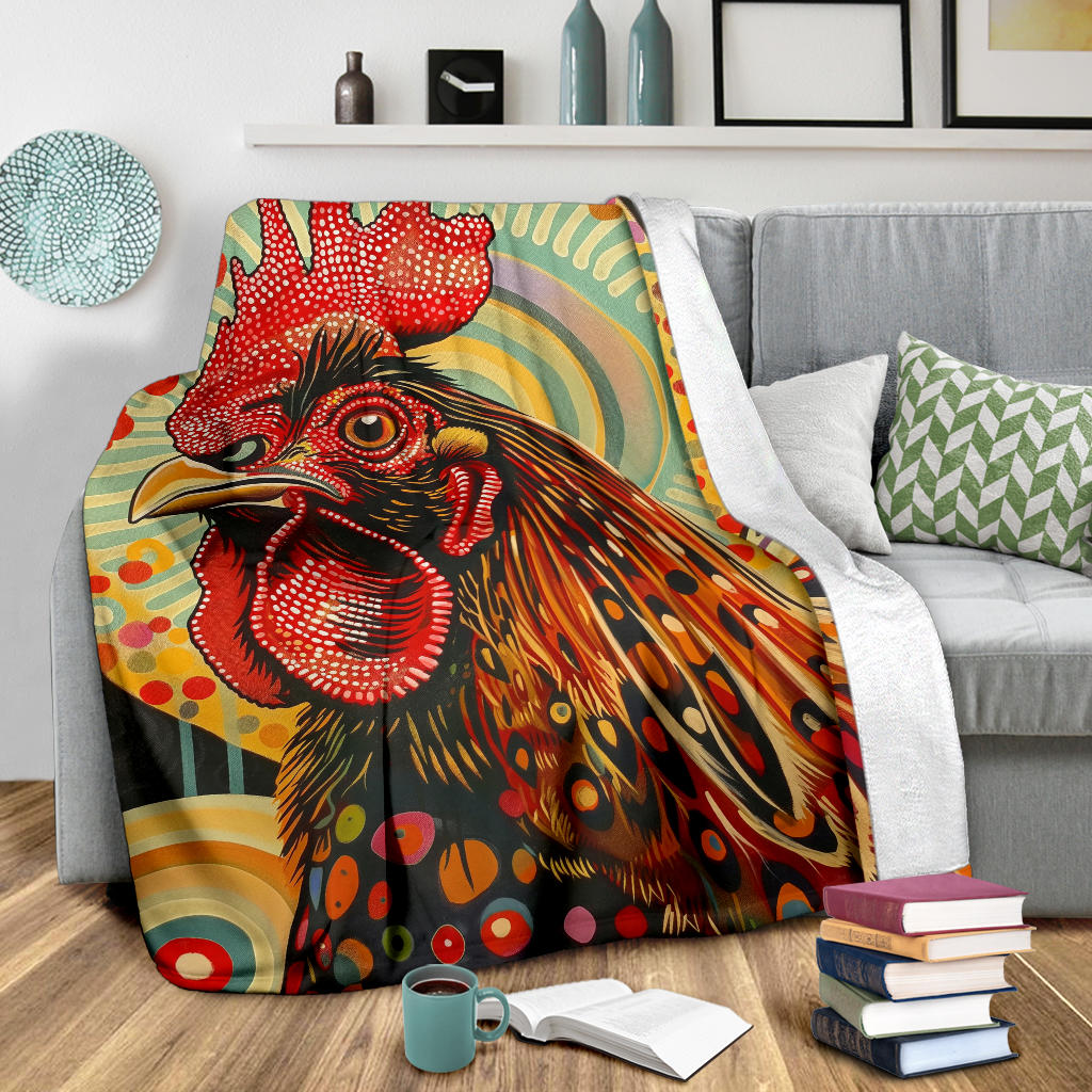 Chicken Blanket, Trippy Psychedelics Chicken Fleece Blanket, Chicken Throw Blanket, Chicken Gifts