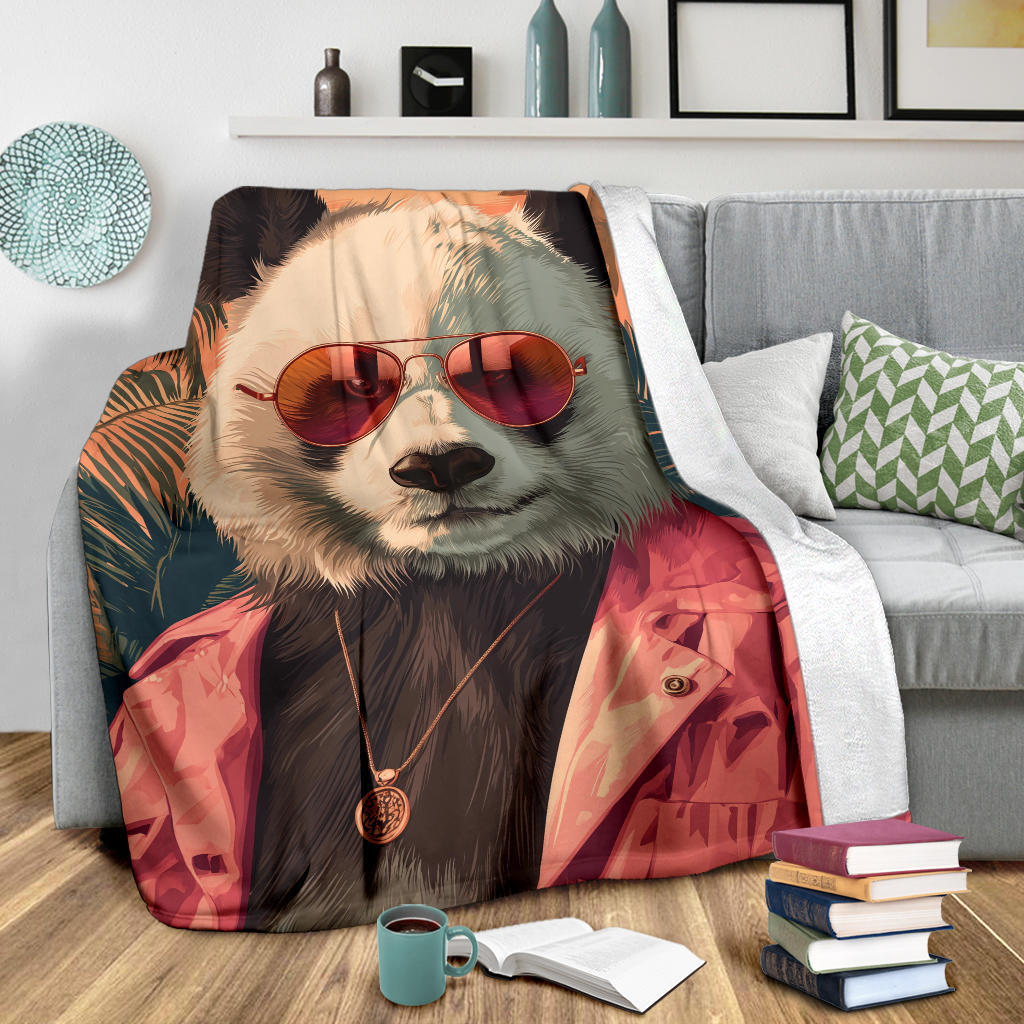 Panda Blanket, Trippy Psychedelics Panda Fleece Blanket, Panda Throw Blanket, Panda Gifts