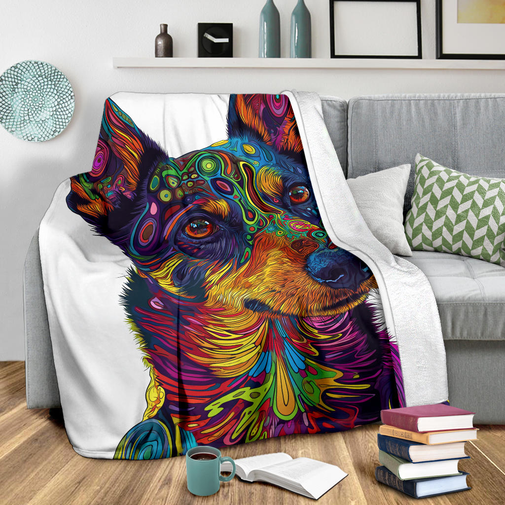 Lancashire Heeler Dog Blanket, Trippy Psychedelics Lancashire Heeler Dog Fleece Blanket, Lancashire Heeler Dog Throw Blanket, Lancashire Heeler Dog Gifts