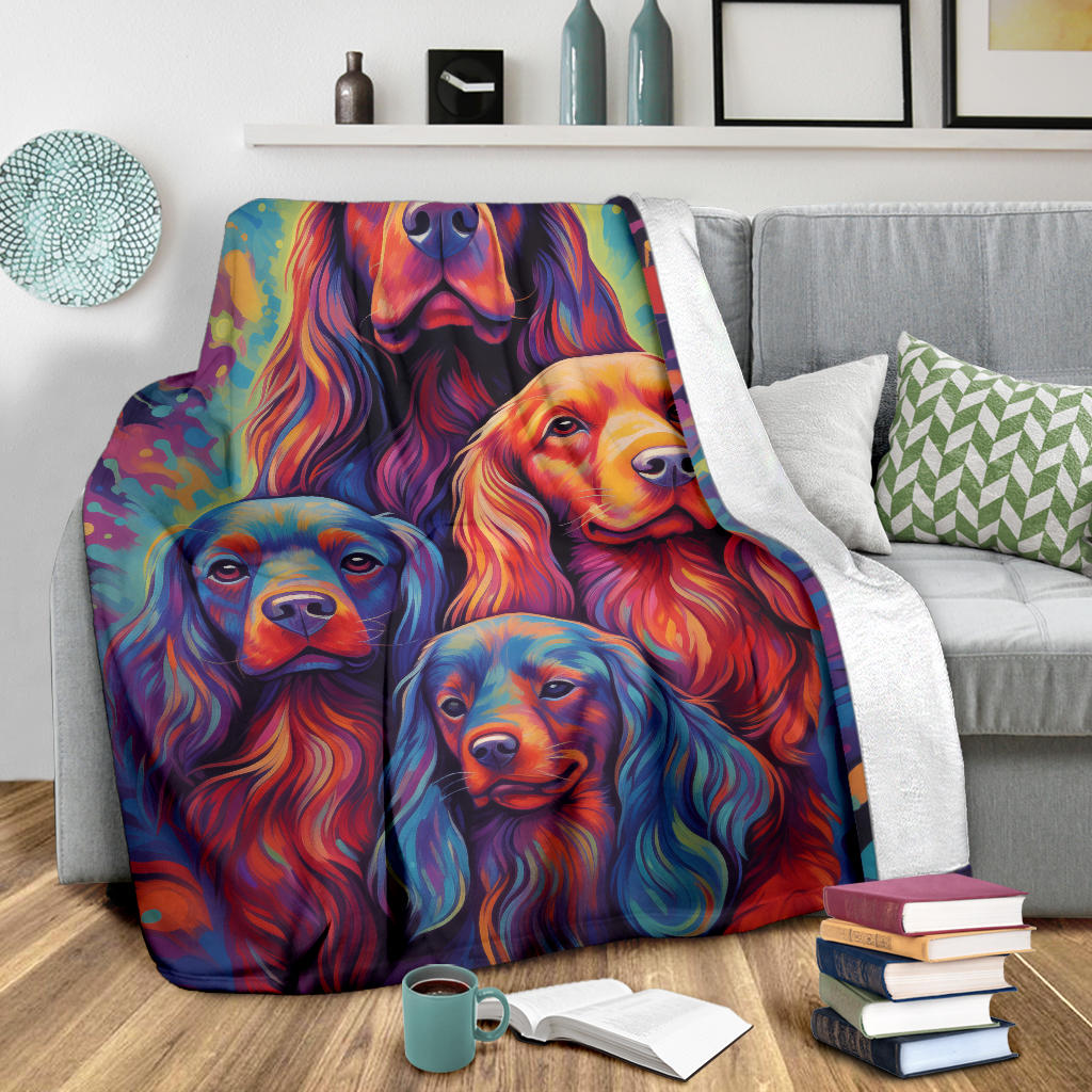 Sussex Spaniel Blanket, Trippy Psychedelics Sussex Spaniel Fleece Blanket, Sussex Spaniel Throw Blanket, Sussex Spaniel Gifts