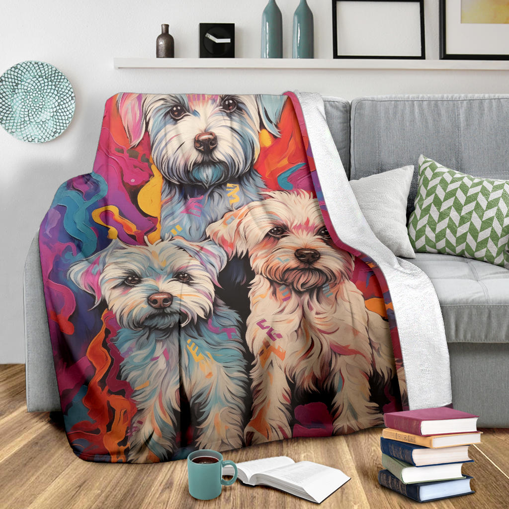 Dandie Dinmont Terrier  Blanket, Trippy Psychedelics Dandie Dinmont Terrier Fleece Blanket, Dandie Dinmont Terrier Throw Blanket, Dandie Dinmont Terrier Gifts