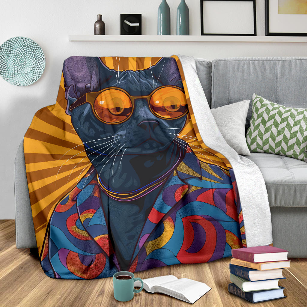 Korat cat Blanket, Trippy Psychedelics Korat cat Fleece Blanket, Korat cat Throw Blanket, Korat cat Gifts