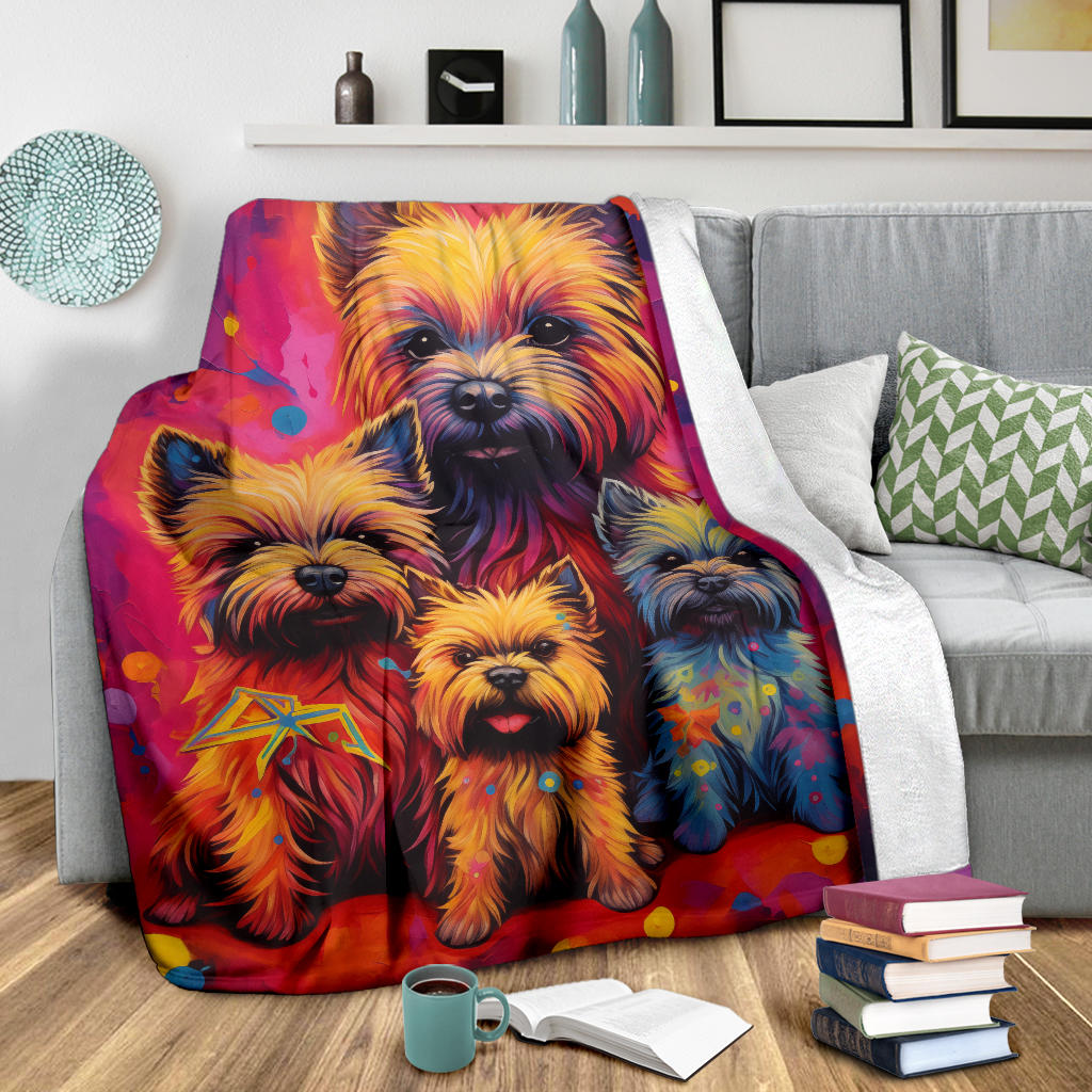 Cairn Terrier Blanket, Trippy Psychedelics Cairn Terrier Fleece Blanket, Cairn Terrier Throw Blanket, Cairn Terrier Gifts