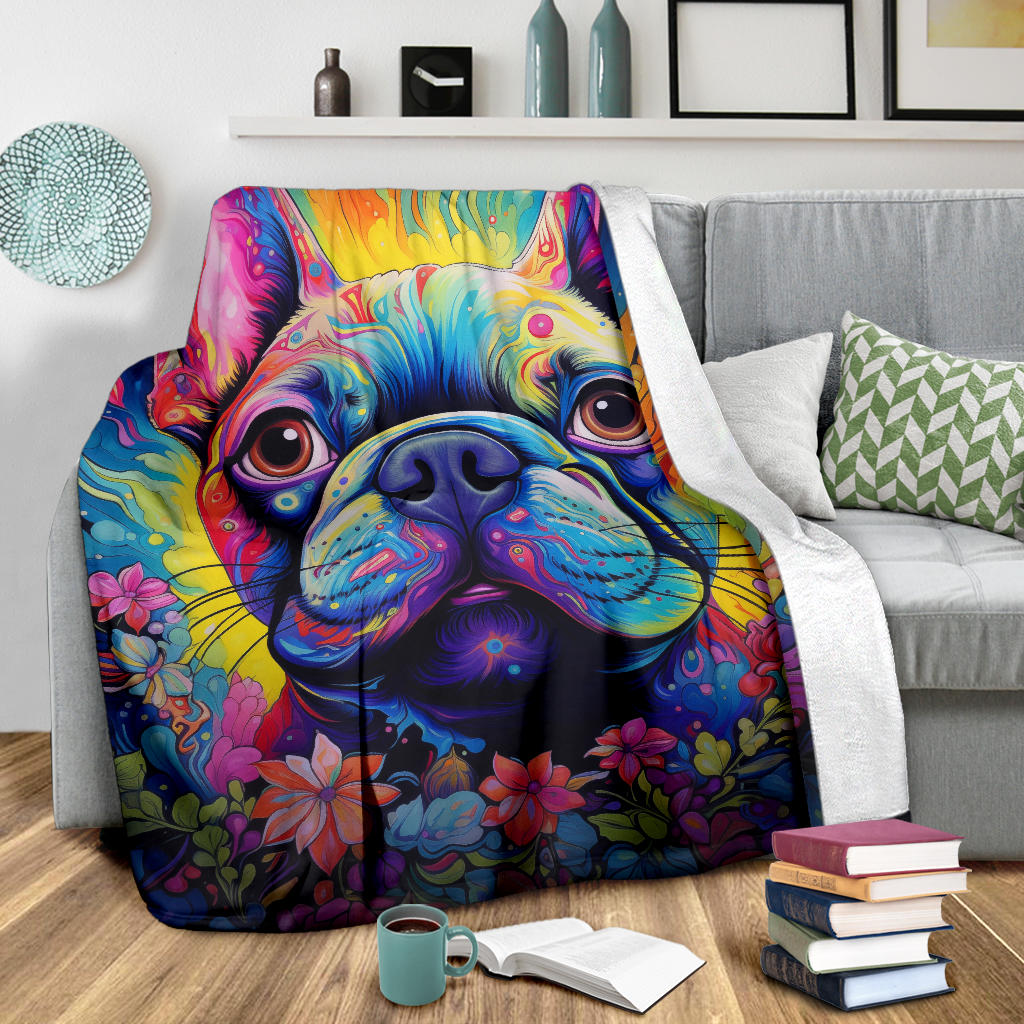 French Bulldog Blanket, French Bulldog Trippy Blanket, French Bulldog Gifts,French Bulldog Throw Blanket