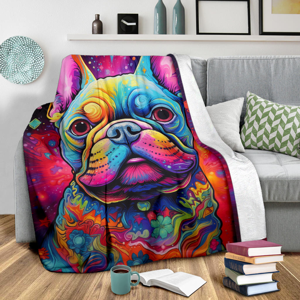 French Bulldog Blanket, French Bulldog Trippy Blanket, French Bulldog Gifts,French Bulldog Throw Blanket