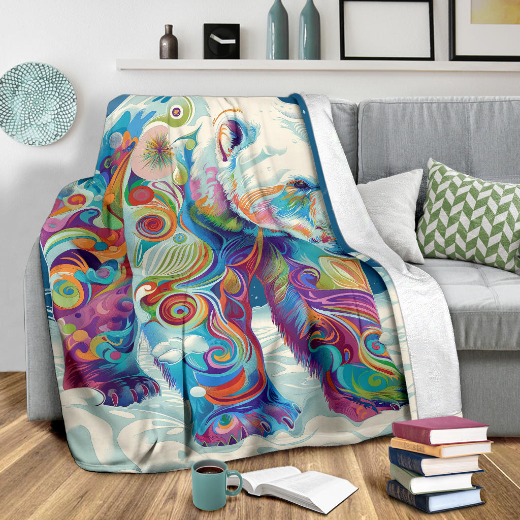 Polar Bear Blanket, Trippy Psychedelics Polar Bear Fleece Blanket, Polar Bear Throw Blanket, Polar Bear Gifts