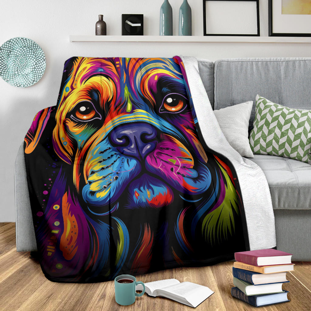 Bullmastiff Blanket, Trippy Psychedelics Bullmastiff Fleece Blanket, Bullmastiff Throw Blanket, Bullmastiff Gifts