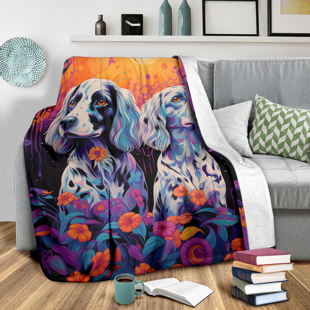 English Setter Blanket, Trippy Psychedelics English Setter Fleece Blanket, English Setter Throw Blanket, English Setter Gifts