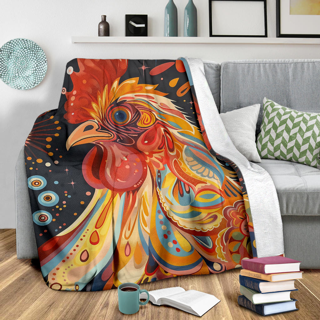 Chicken Blanket, Trippy Psychedelics Chicken Fleece Blanket, Chicken Throw Blanket, Chicken Gifts