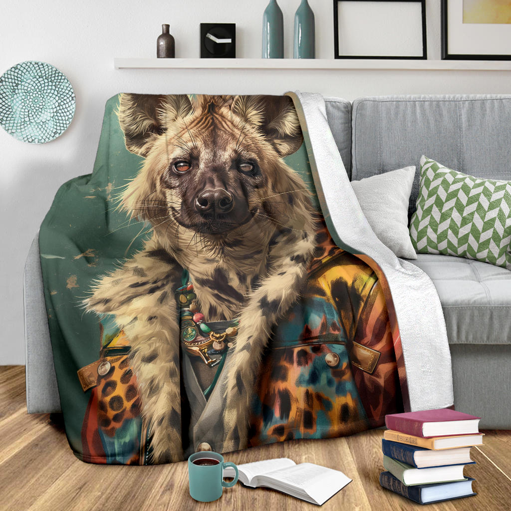 Hyena animal Blanket, Trippy Psychedelics Hyena animal Fleece Blanket, Hyena animal Throw Blanket, Hyena animal Gifts