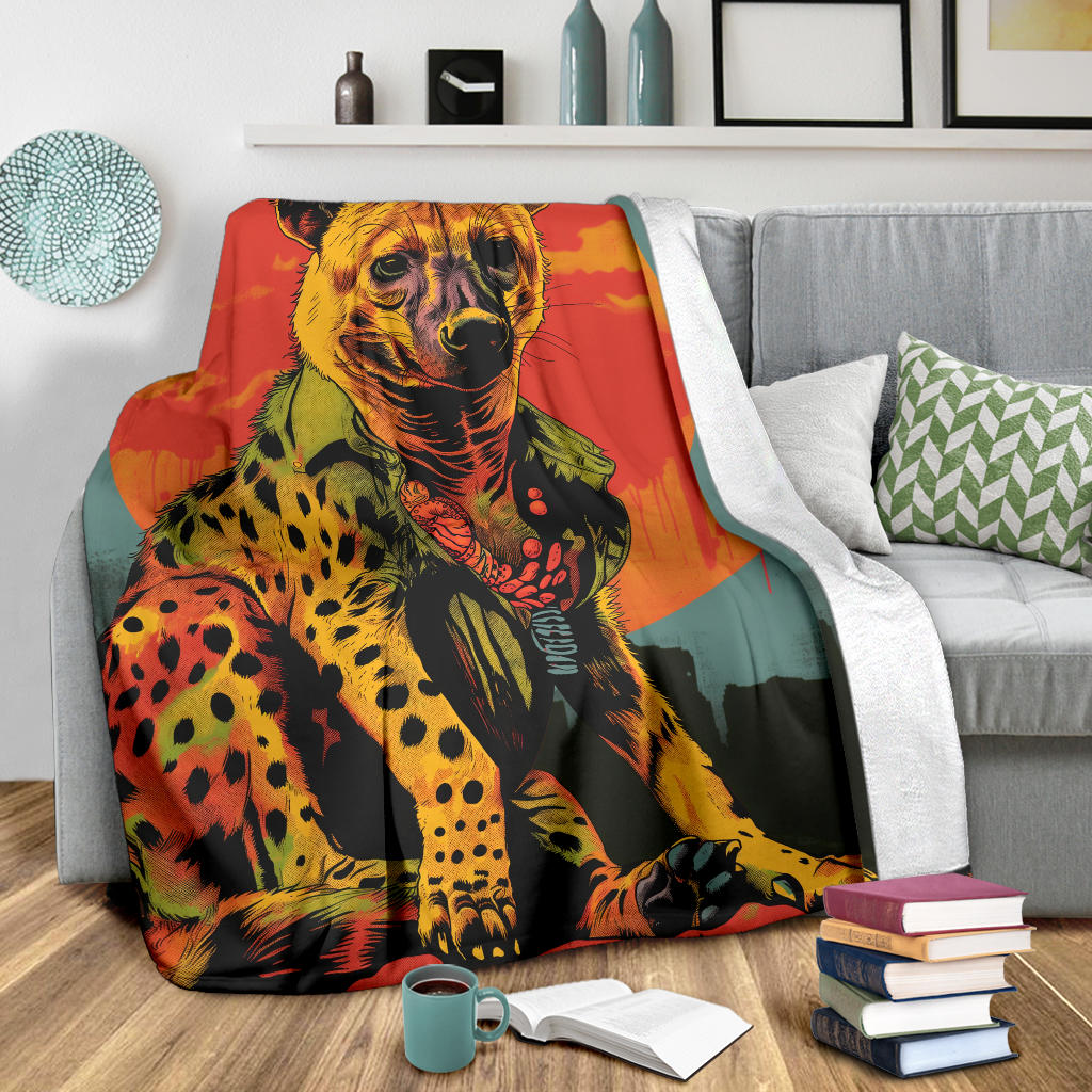 Hyena animal Blanket, Trippy Psychedelics Hyena animal Fleece Blanket, Hyena animal Throw Blanket, Hyena animal Gifts