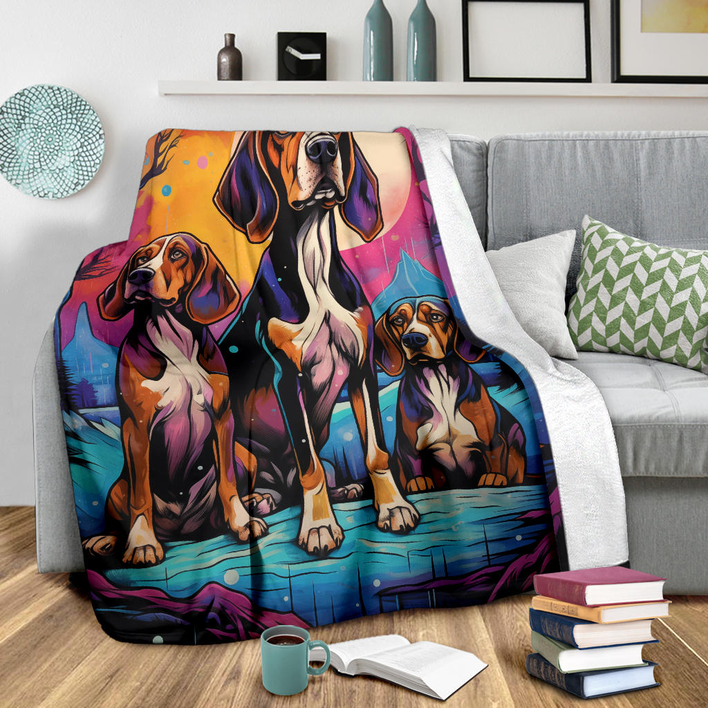 Treeing Walker Coonhound Blanket, Trippy Psychedelics Treeing Walker Coonhound Fleece Blanket, Treeing Walker Coonhound Throw Blanket, Treeing Walker Coonhound Gifts