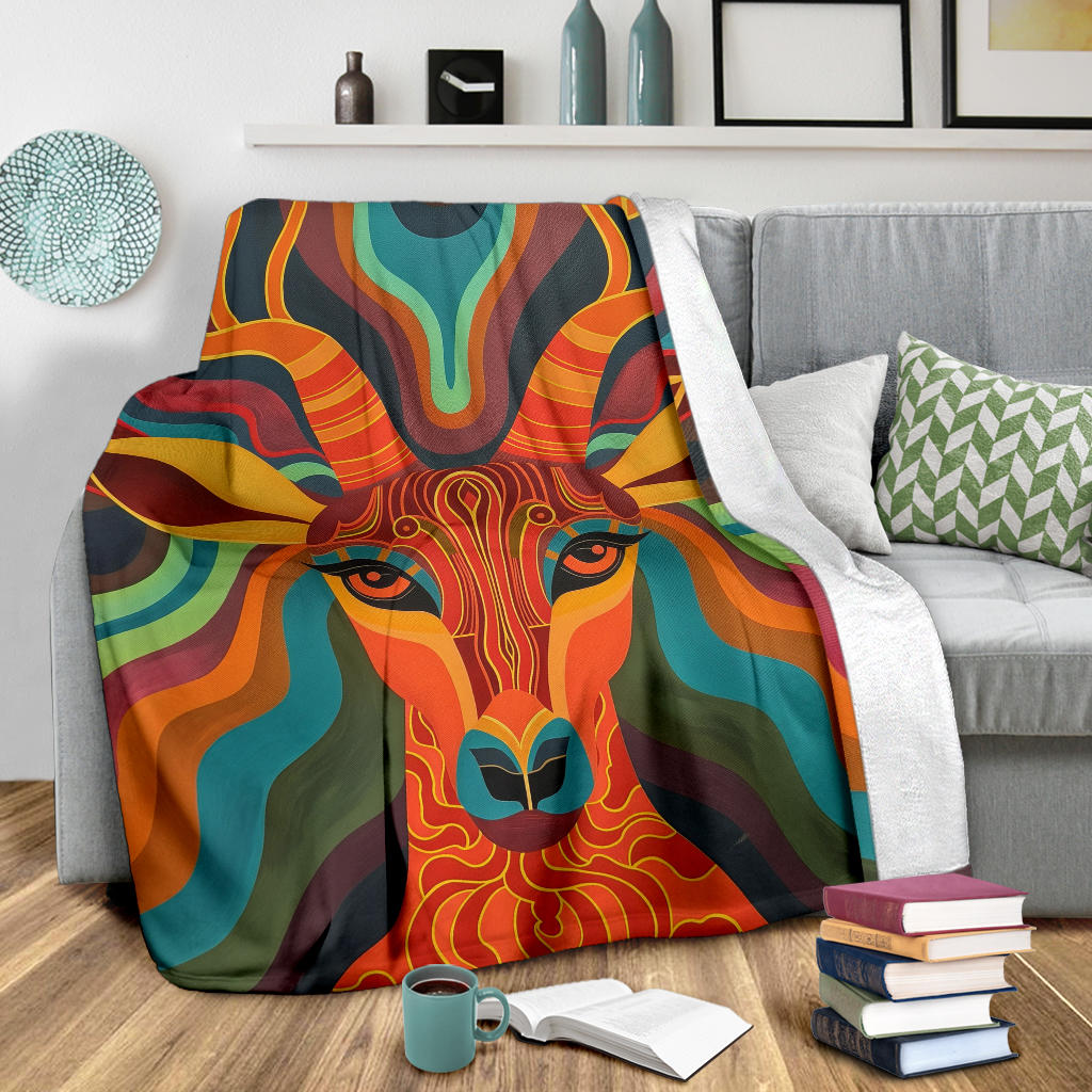 Antelope Blanket, Trippy Psychedelics Antelope Fleece Blanket, Antelope Throw Blanket, Antelope Gifts