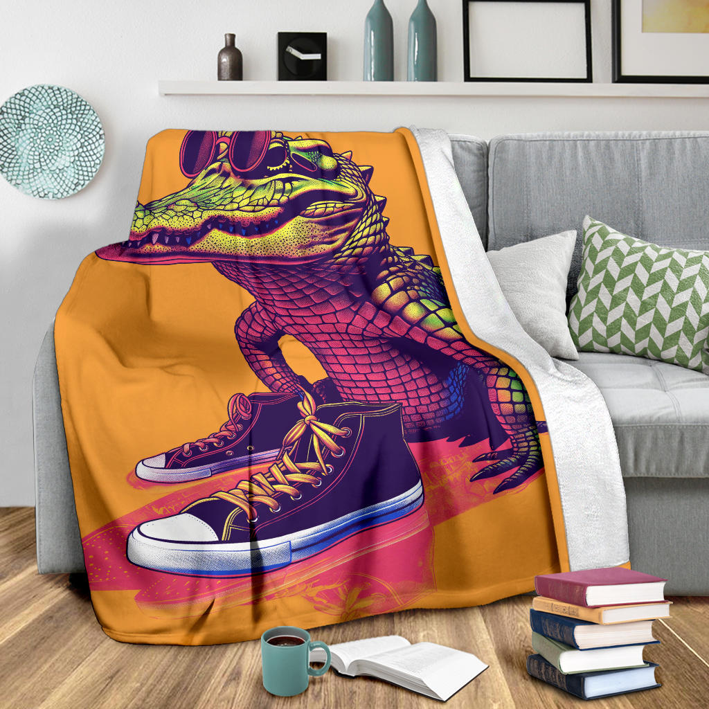 Alligator Blanket, Trippy Psychedelics Alligator Fleece Blanket, Alligator Throw Blanket, Alligator Gifts