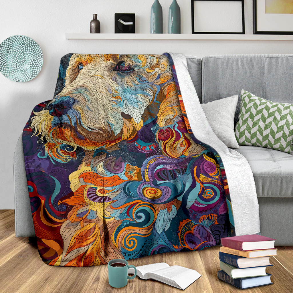 Komondor Dog Blanket, Trippy Psychedelics Komondor Dog Fleece Blanket, Komondor Dog Throw Blanket, Komondor Dog Gifts