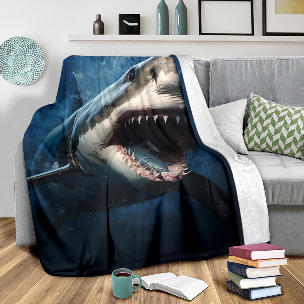 Great White Shark Blanket, Shark Throw Blanket, Shark Fleece Blanket, Shark Gifts, Custom Shark Blanket