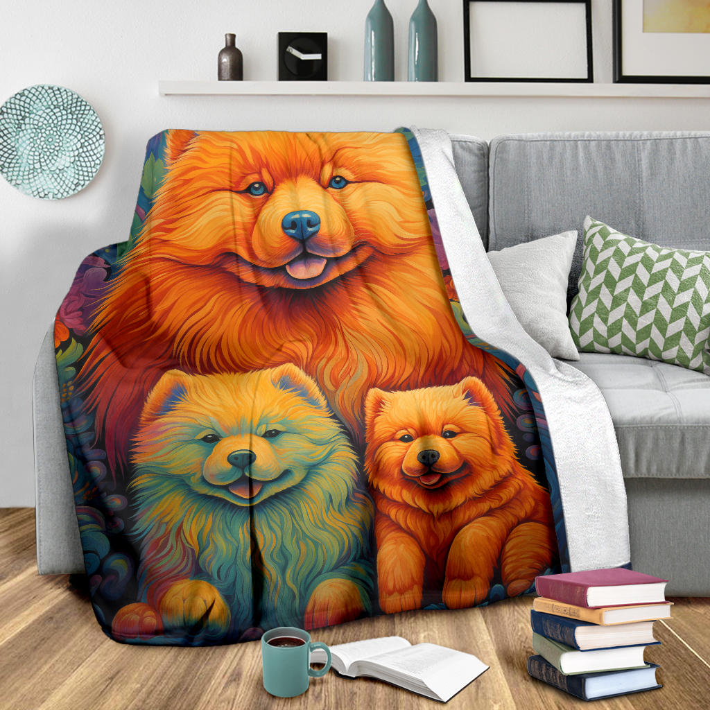 Chow Chow Blanket, Trippy Psychedelics Chow Chow Fleece Blanket, Chow Chow Throw Blanket, Chow Chow Gifts