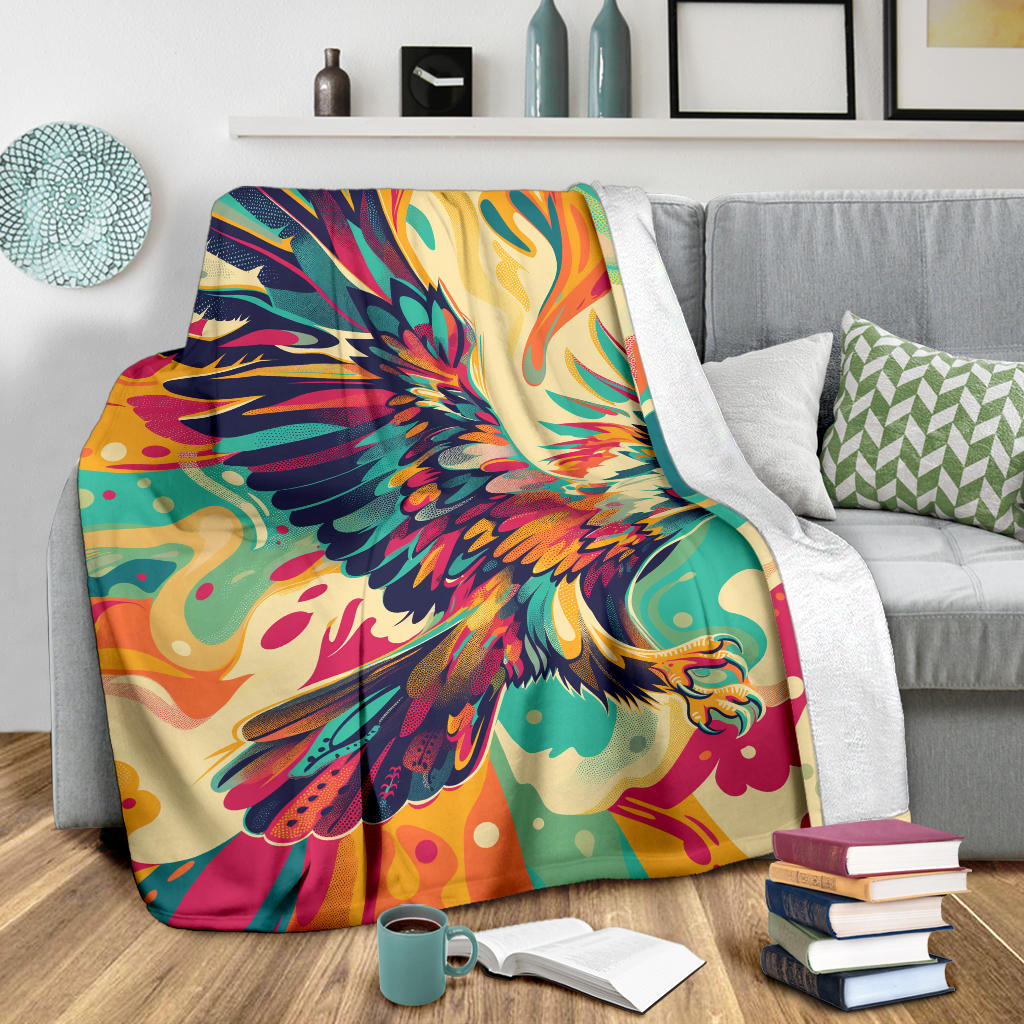 Eagle Blanket, Trippy Psychedelics Eagle Fleece Blanket, Eagle Throw Blanket, Eagle Gifts