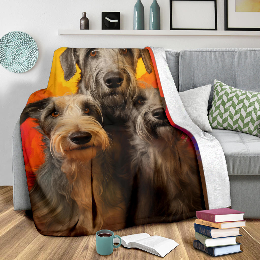 Irish Wolfhound Blanket, Trippy Psychedelics Irish Wolfhound Fleece Blanket, Irish Wolfhound Throw Blanket, Irish Wolfhound Gifts