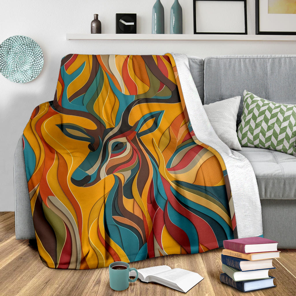 Antelope Blanket, Trippy Psychedelics Antelope Fleece Blanket, Antelope Throw Blanket, Antelope Gifts