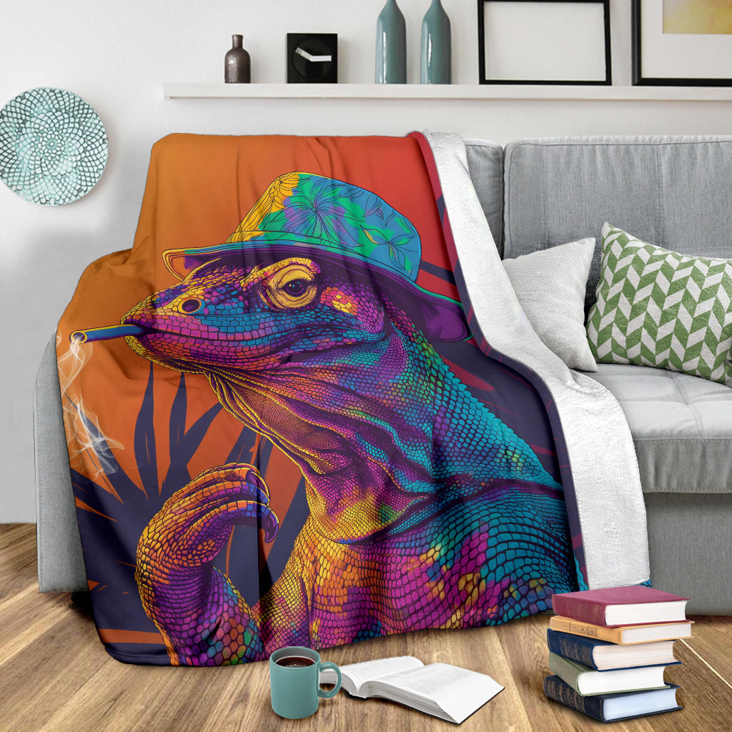 Komodo Dragon Blanket, Trippy Psychedelics Komodo Dragon Fleece Blanket, Komodo Dragon Throw Blanket, Komodo Dragon Gifts