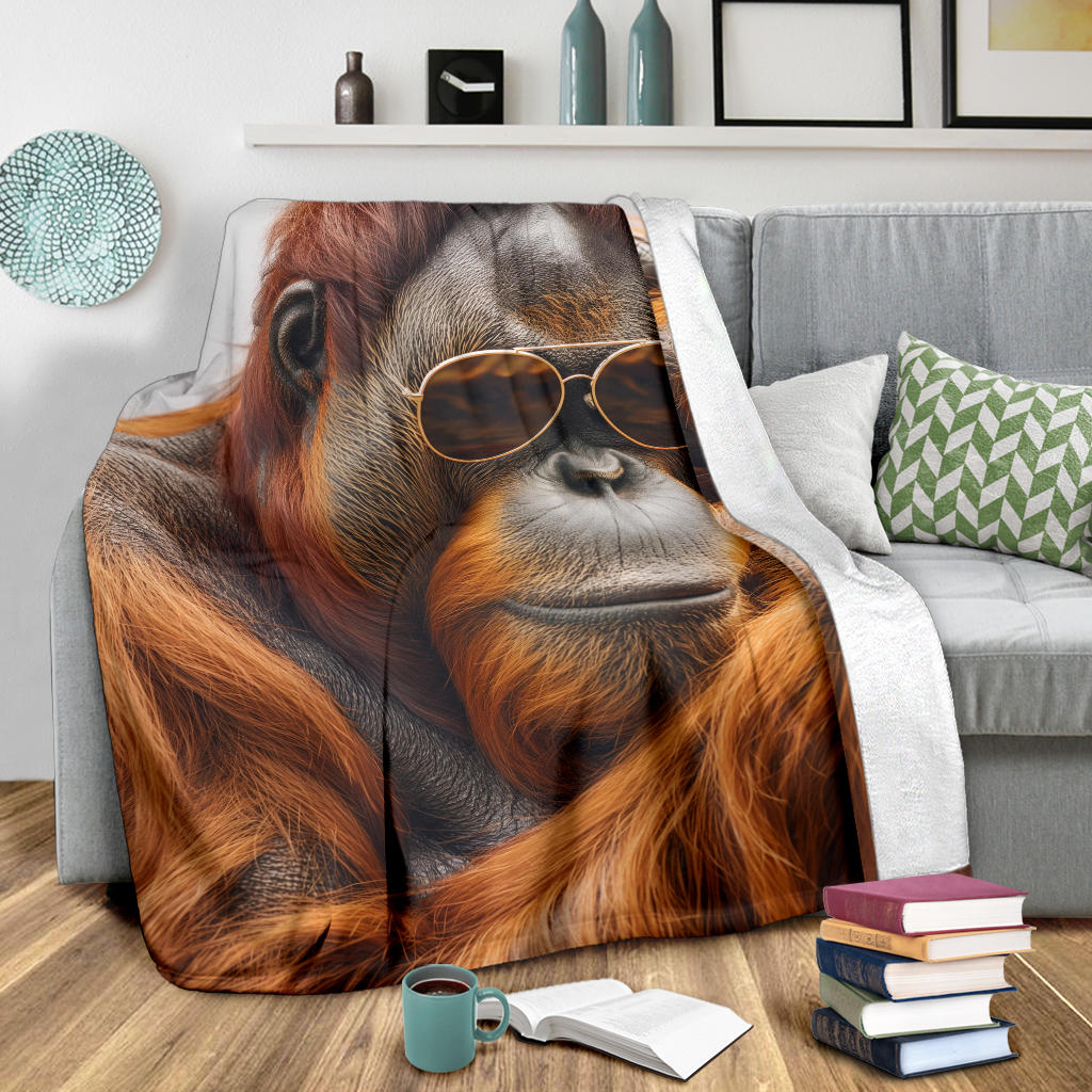 Orangutan animal Blanket, Trippy Psychedelics Orangutan animal Fleece Blanket, Orangutan animal Throw Blanket, Orangutan animal Gifts