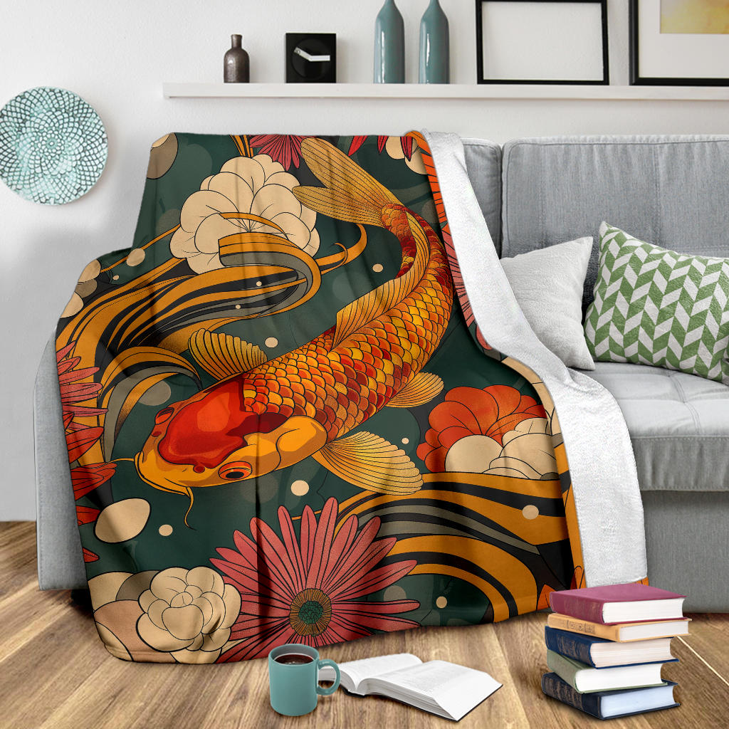 Carp Blanket, Trippy Psychedelics Carp Fleece Blanket, Carp Throw Blanket, Carp Gifts