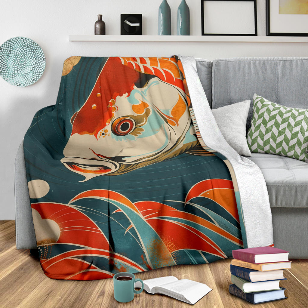 Carp Blanket, Trippy Psychedelics Carp Fleece Blanket, Carp Throw Blanket, Carp Gifts