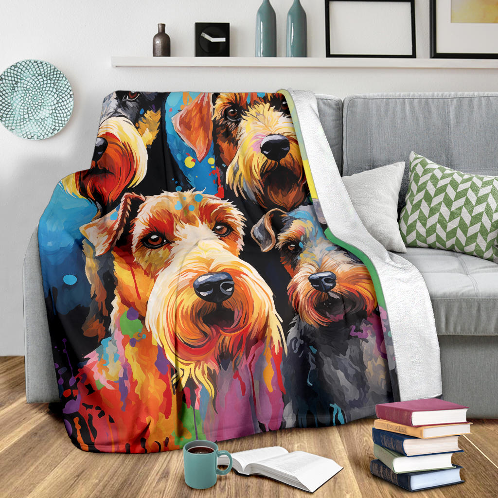 Welsh Terrier Blanket, Trippy Psychedelics Welsh Terrier Fleece Blanket, Welsh Terrier Throw Blanket, Welsh Terrier Gifts