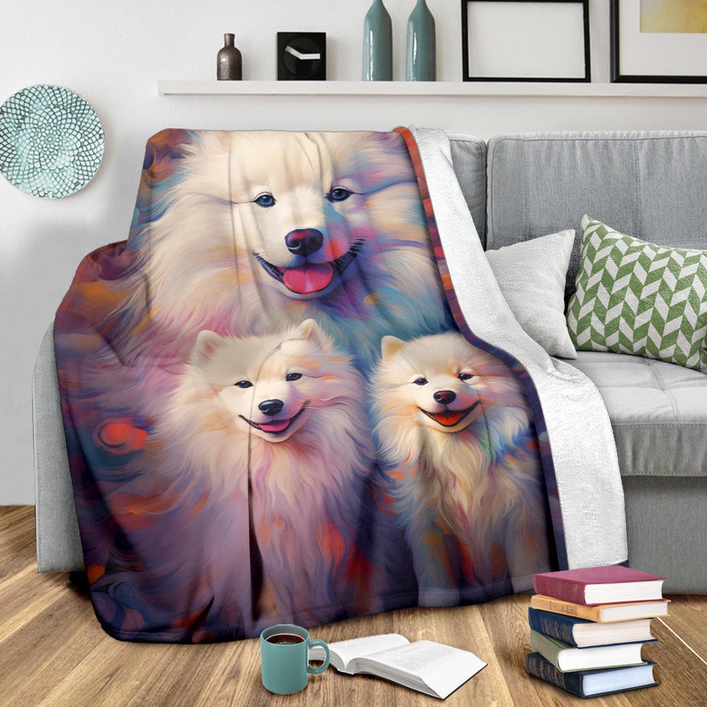 Samoyed Blanket, Trippy Psychedelics Samoyed Fleece Blanket, Samoyed Throw Blanket, Samoyed Gifts