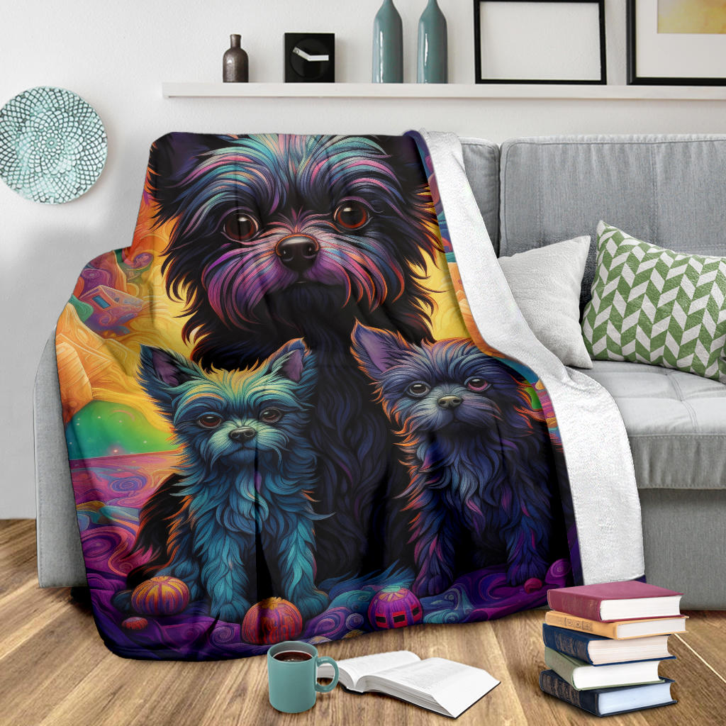 Affenpinscher Blanket, Trippy Psychedelics Affenpinscher Fleece Blanket, Affenpinscher Throw Blanket, Affenpinscher Gifts