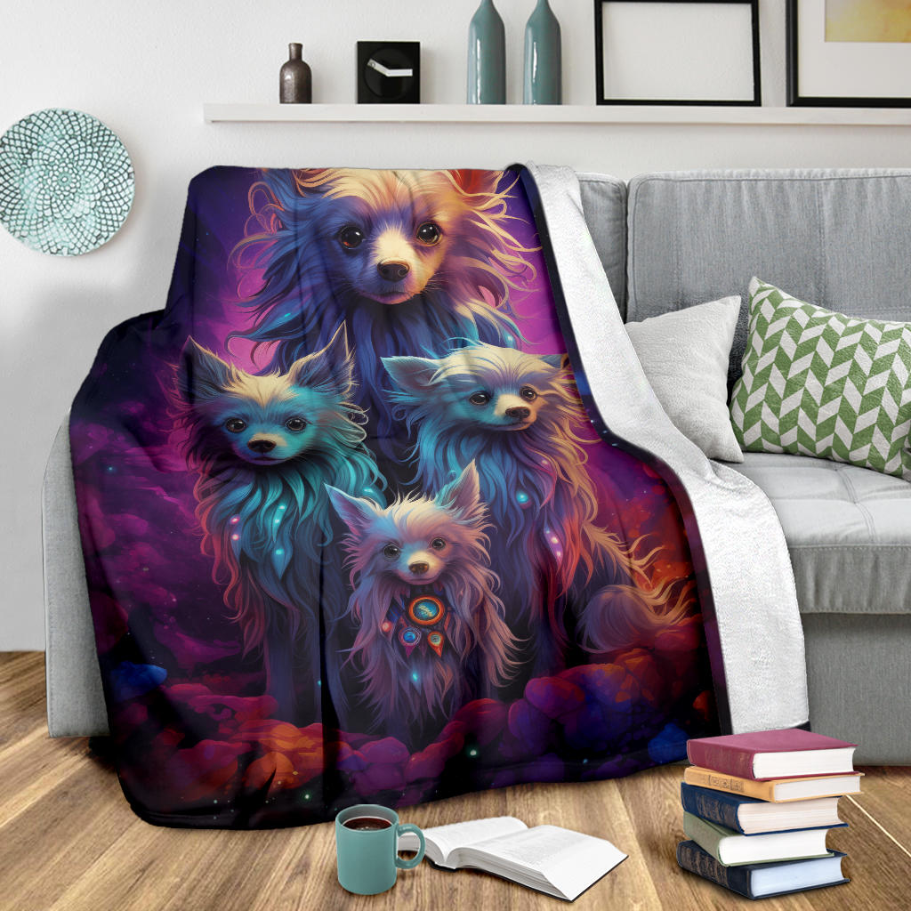 Chinese Crested Blanket, Trippy Psychedelics Chinese Crested Fleece Blanket, Chinese Crested Throw Blanket, Chinese Crested Gifts