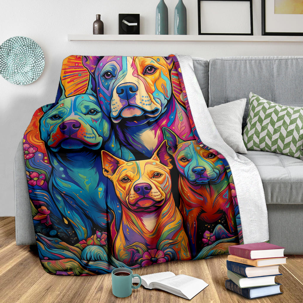 American Staffordshire Terri Blanket, Trippy Psychedelics American Staffordshire Terri Fleece Blanket, American Staffordshire Terri Throw Blanket, American Staffordshire Terri Gifts