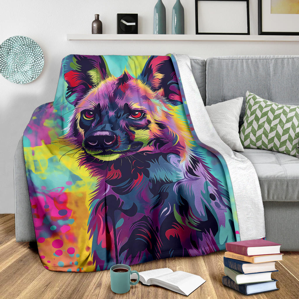 Hyena animal Blanket, Trippy Psychedelics Hyena animal Fleece Blanket, Hyena animal Throw Blanket, Hyena animal Gifts