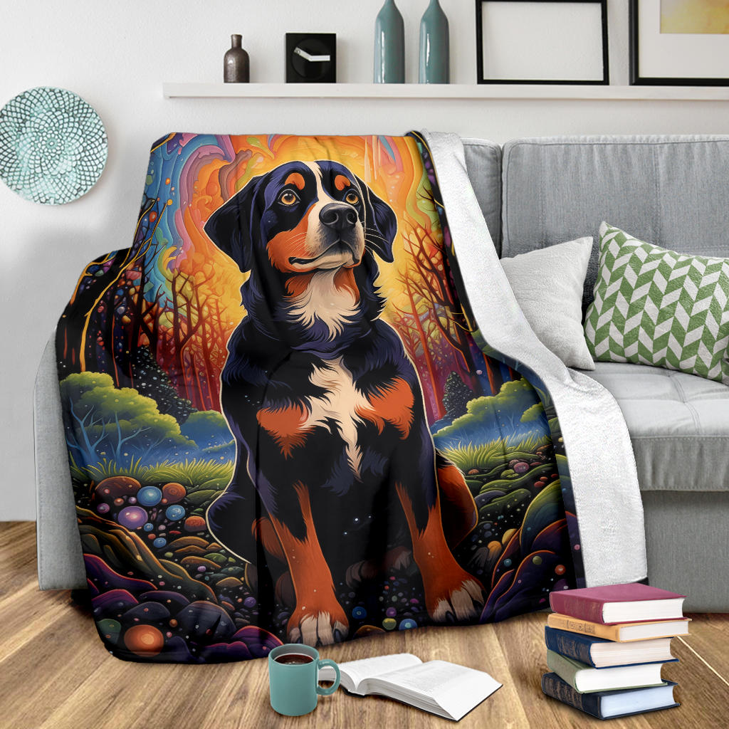 Entlebucher Mountain Blanket, Trippy Psychedelics Entlebucher Mountain Fleece Blanket, Entlebucher Mountain Throw Blanket, Entlebucher Mountain Gifts