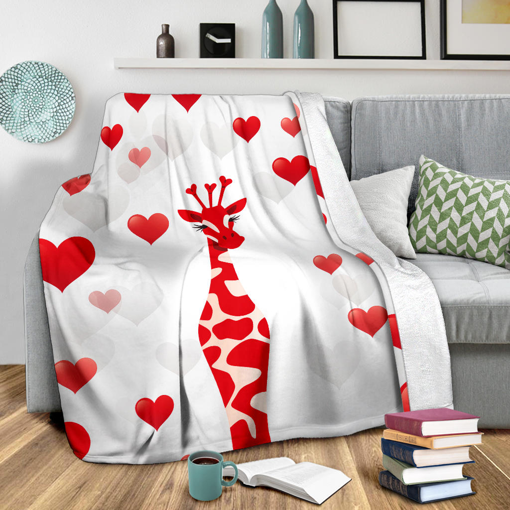 Giraffe Heart Blanket, Giraffe Throw Blanket, Giraffe Fleece Blanket, Giraffe Gift