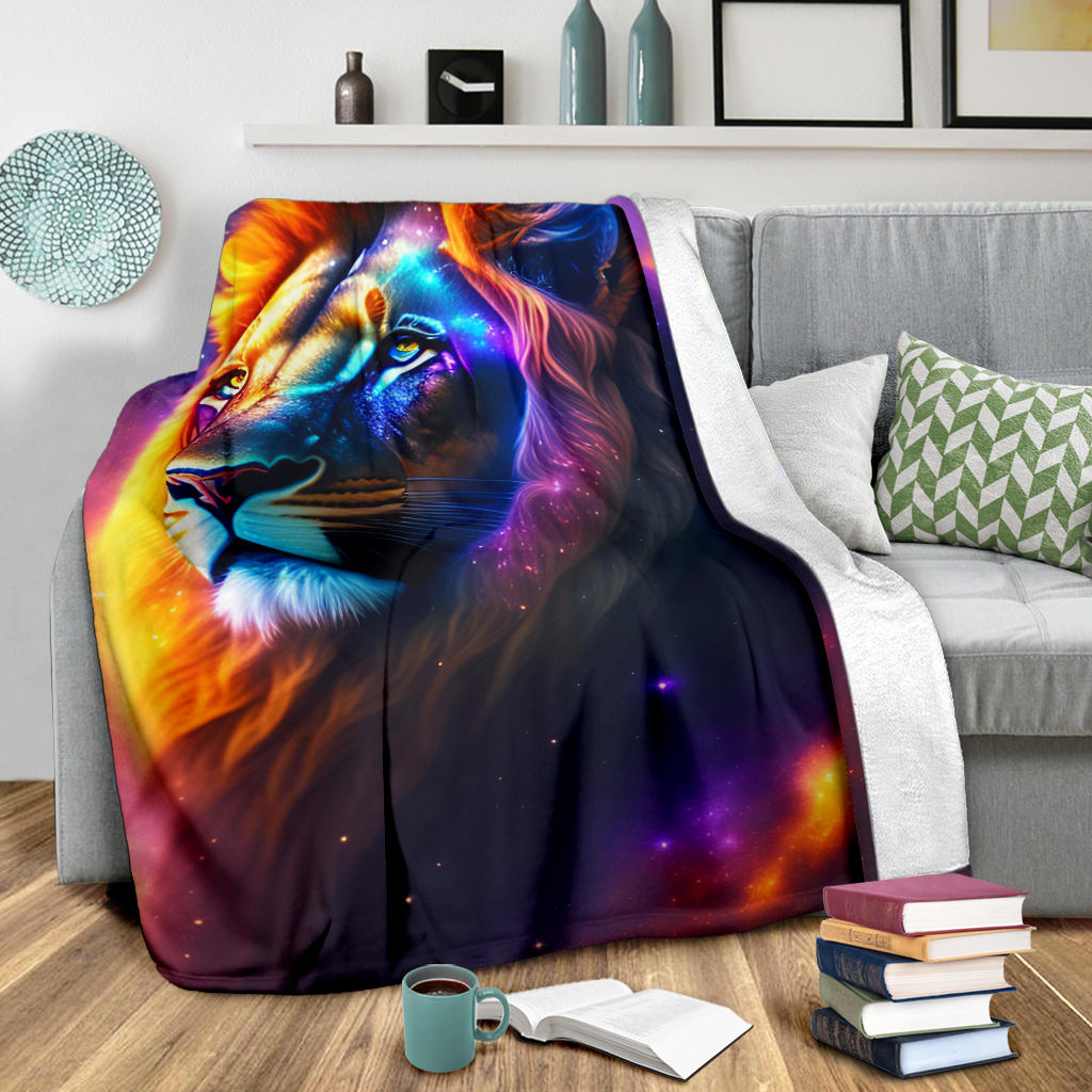 Lion With Rainbow Blanket