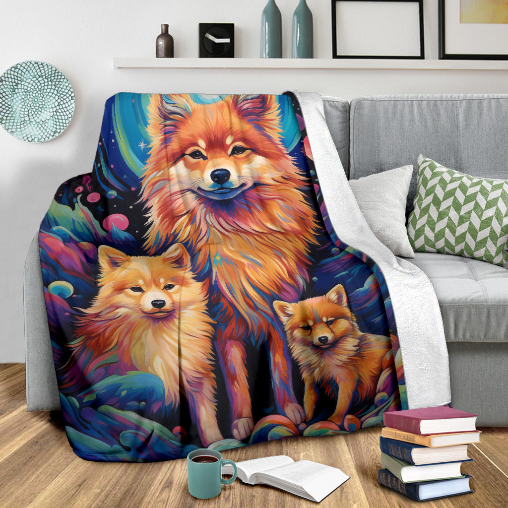 Finnish Spitz Blanket, Trippy Psychedelics Finnish Spitz Fleece Blanket, Finnish Spitz Throw Blanket, Finnish Spitz Gifts