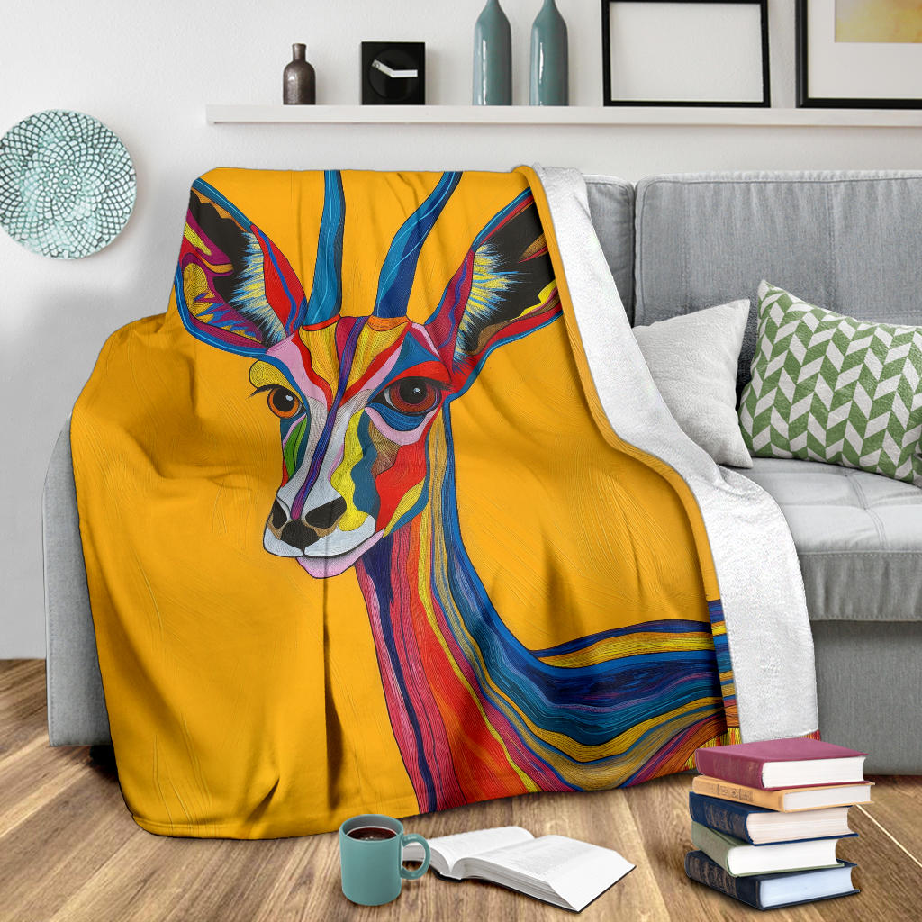 Gazelle animal Blanket, Trippy Psychedelics Gazelle animal Fleece Blanket, Gazelle animal Throw Blanket, Gazelle animal Gifts