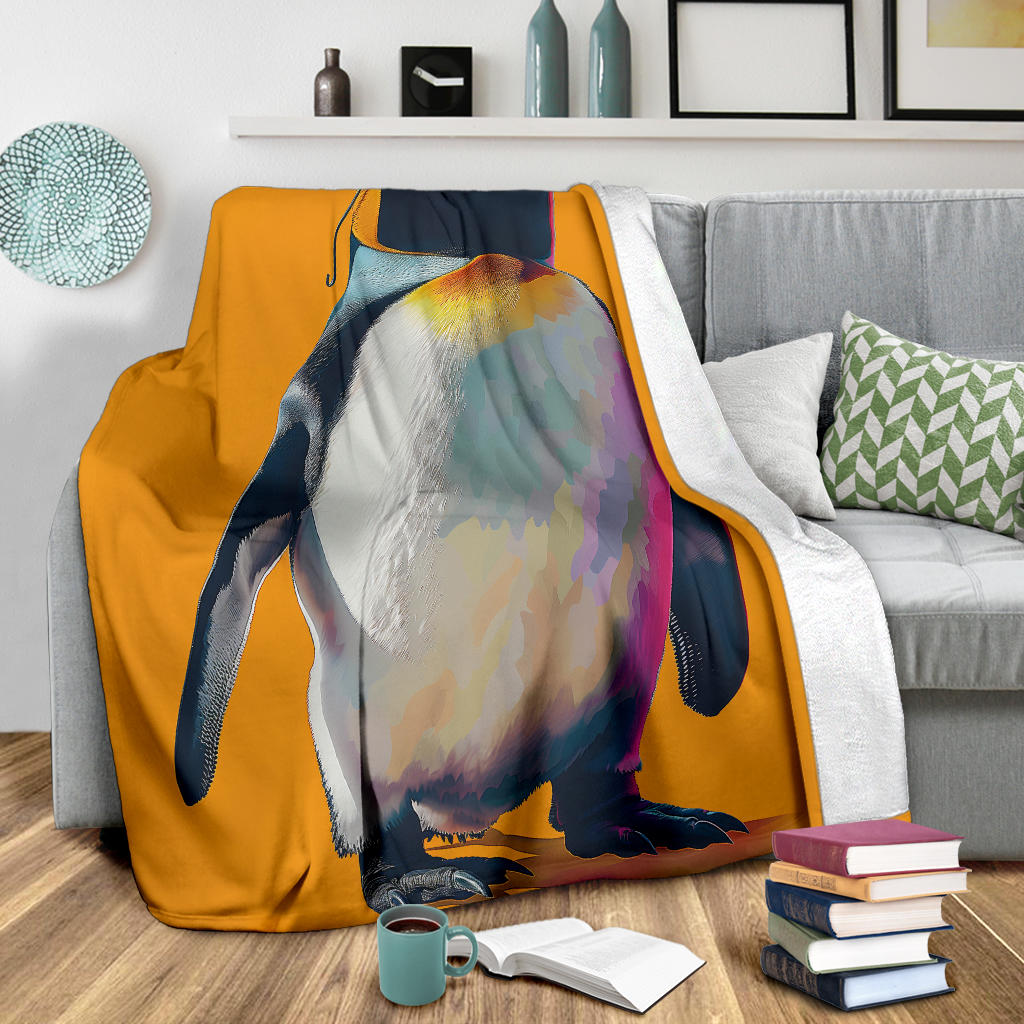 Penguin Blanket, Trippy Psychedelics Penguin Fleece Blanket, Penguin Throw Blanket, Penguin Gifts