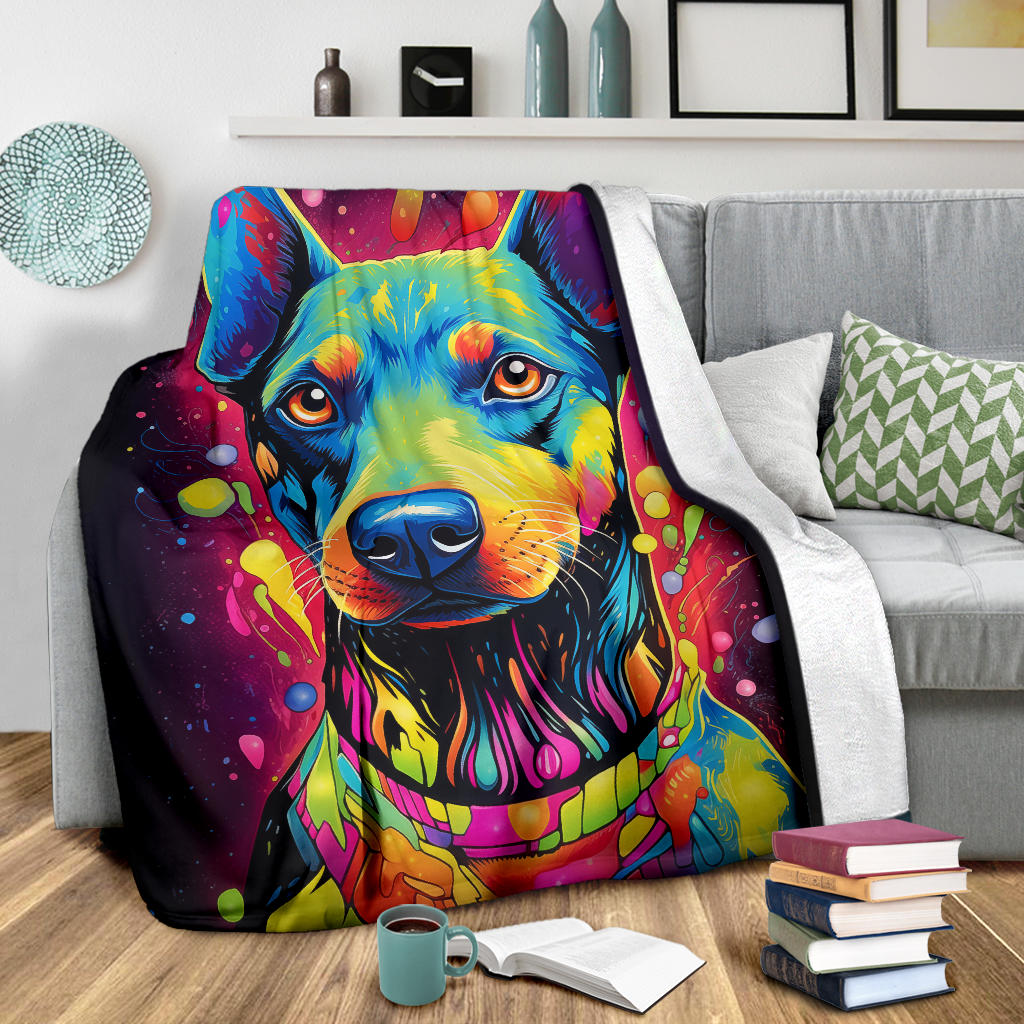 Trippy Psychedelics Doberman Pinscher Blanket, Doberman Pinscher Throw Blanket, Doberman Pinscher Fleece Blanket, Doberman Pinscher Gifts