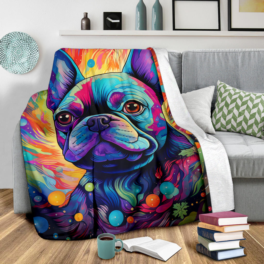 French Bulldog Blanket, French Bulldog Trippy Blanket, French Bulldog Gifts,French Bulldog Throw Blanket