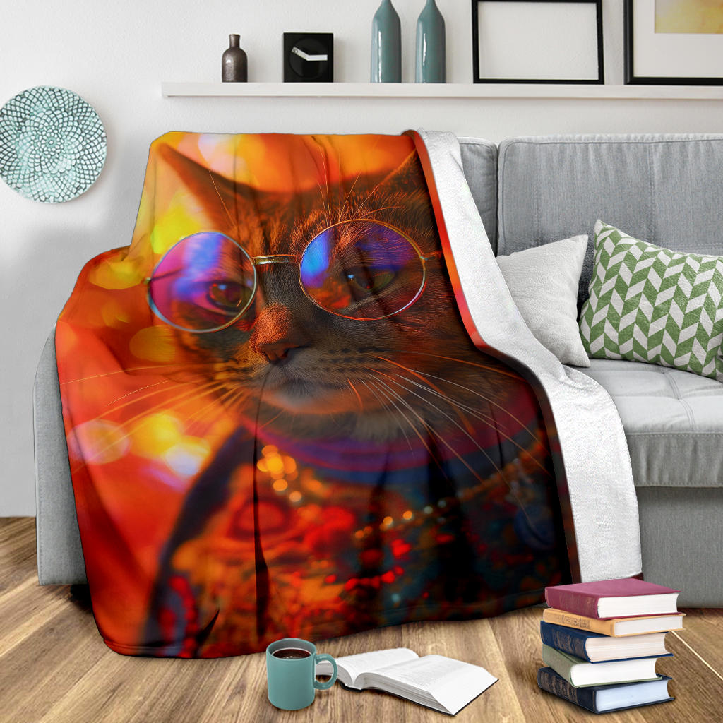 Pixie-bob Cat Blanket, Trippy Psychedelics Pixie-bob Cat Fleece Blanket, Pixie-bob Cat Throw Blanket, Pixie-bob Cat Gifts