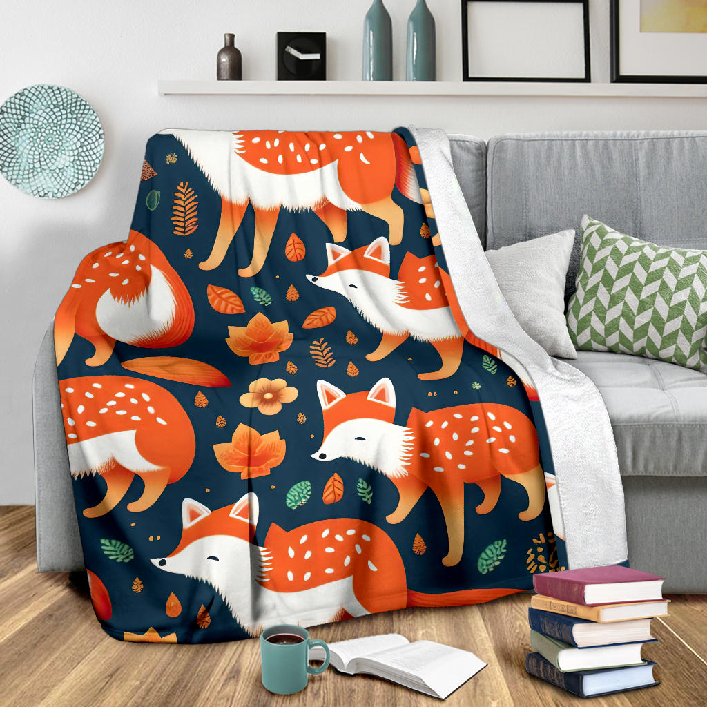 Fox Blanket, Forest Fox Fleece Blanket