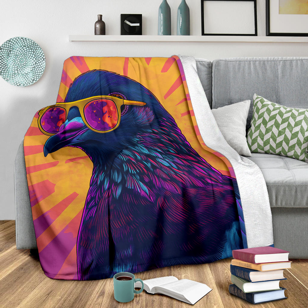 Pigeon Blanket, Trippy Psychedelics Pigeon Fleece Blanket, Pigeon Throw Blanket, Pigeon Gifts